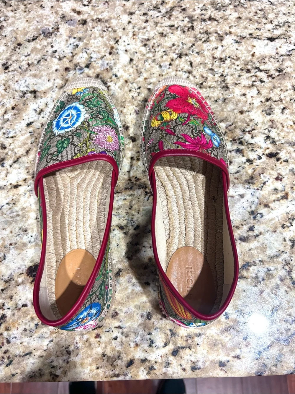 Gucci Floral Canvas Espadrilles in Pink and Green